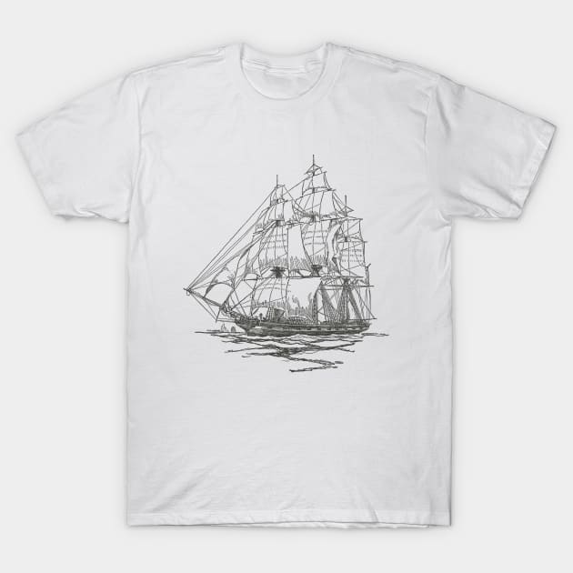 Sailing ship T-Shirt by Vick Debergh